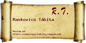 Raskovics Tábita névjegykártya